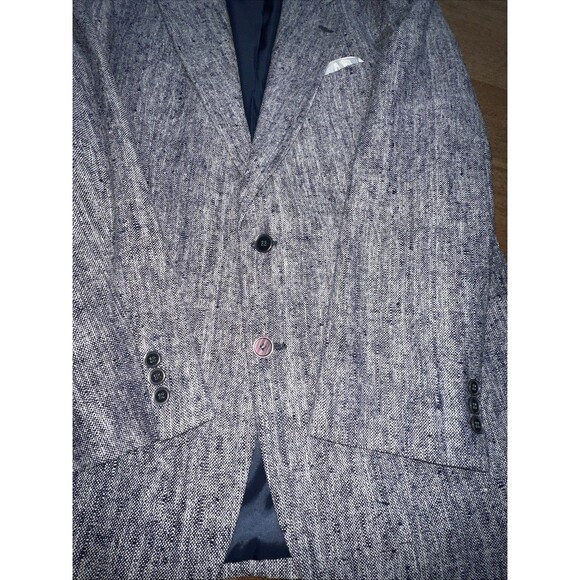 Vintage Ashford and Reede 100% Pure Silk Tweed Sport Coat Blazer Navy&White 44R - Picture 7 of 9